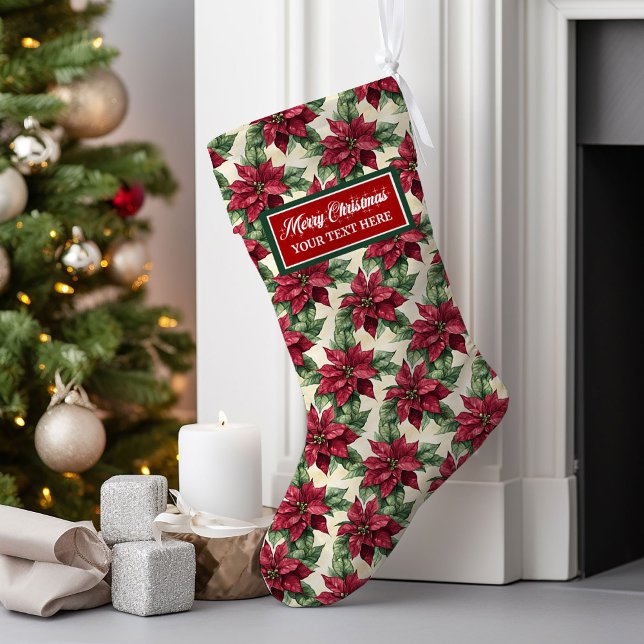 Grande Chaussette De Noël Aquarelle classique Stockage de Noël personnalisé (Classic Watercolor Christmas Stocking Personalized)