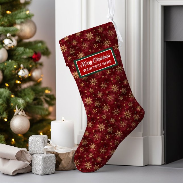 Grande Chaussette De Noël Aquarelle de Noël personnalisée (Custom Christmas Stocking Watercolor Personalized Name)