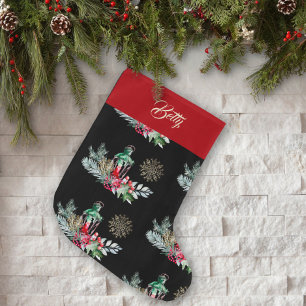 Grande Chaussette De Noël Aquarelle Design personnalisée Foliage Verdure nor