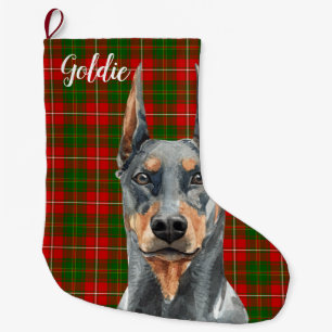 Grande Chaussette De Noël Aquarelle Doberman Pinscher Chien Personnalisé
