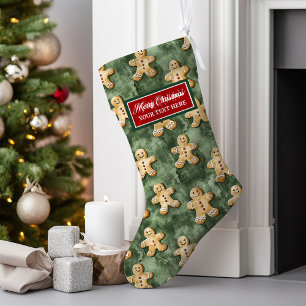 Grande Chaussette De Noël Aquarelle vintage Noël Stocker Personnalisé