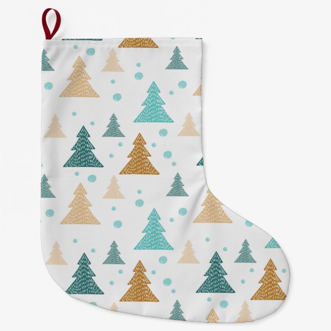 Grande Chaussette De Noël Arbre à neige motif de Noël (Devant)