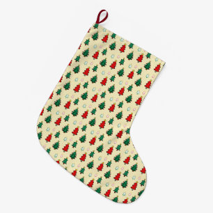 Grande Chaussette De Noël Arbre de Noël avec le dessus étoilé sans couture m