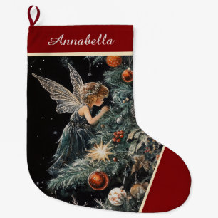 Grande Chaussette De Noël Arbre de Noël Fairy Angel Stocker - Personnalisé