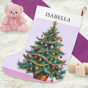 Grande Chaussette De Noël Arbre de Noël Festif Personnalisé Rétro