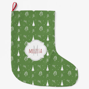 Grande Chaussette De Noël Arbre de Noël Motif Monogramme Stockage de Noël
