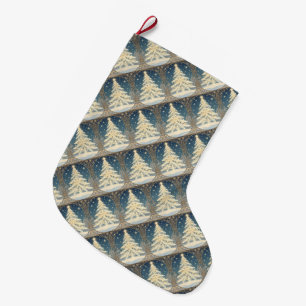 Grande Chaussette De Noël Arbre de Noël Yule Flocons de Neige Branches Art N