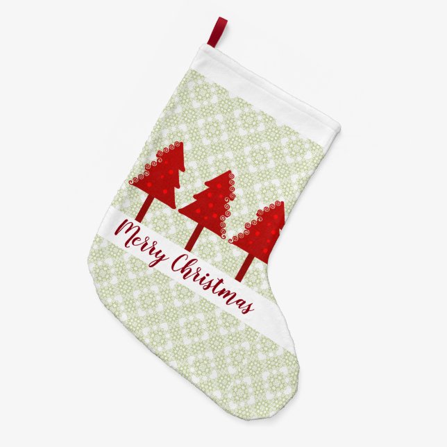 Grande Chaussette De Noël Arbres de Noël (Devant (Accrochage))