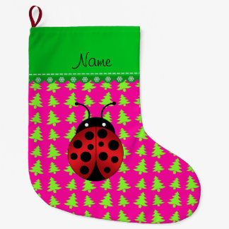 Grande Chaussette De Noël Arbres nommés personnalisés de vert de rose de