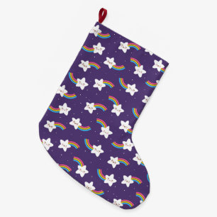 Grande Chaussette De Noël Arc en arc-en-ciel Stars Stocking
