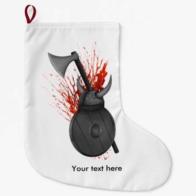 Grande Chaussette De Noël Armes De Guerre Vikings Et Glacée De Sang (Devant)