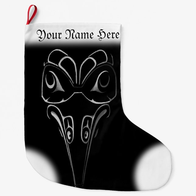 Grande Chaussette De Noël Art autochtone Stocking Totem Pole Stocking (Devant)