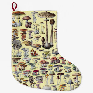 Grande Chaussette De Noël Art botanique cottagecore vintage champignon franç
