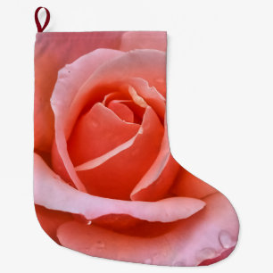 Grande Chaussette De Noël Art botanique romantique Rose Imprimer