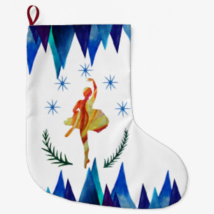 Grande Chaussette De Noël Art de l'aquarelle Ballerina