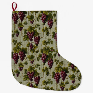 Grande Chaussette De Noël Art de vigne de campagne français rustique