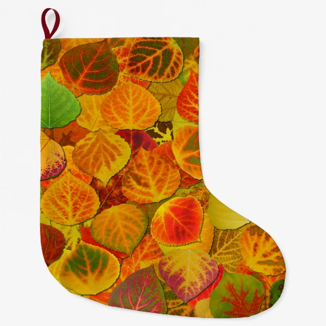 Grande Chaussette De Noël Aspen Feuilles Collage Solid Medley 1 (Devant)