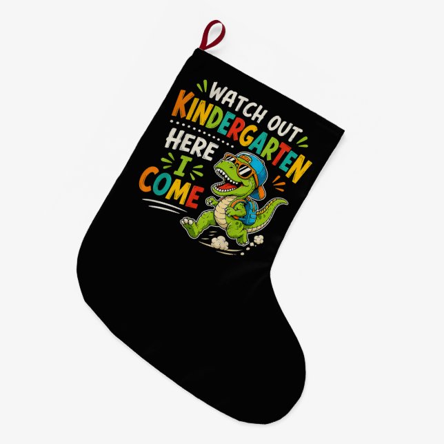 Grande Chaussette De Noël Attention maternelle j'arrive Dino (Devant (Accrochage))