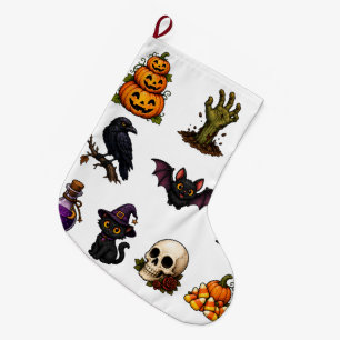 Grande Chaussette De Noël Autocollants Halloween Mignons et Effrayants – Cit