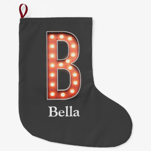 Grande Chaussette De Noël B Monogram Marquee Bulle Personnaliser