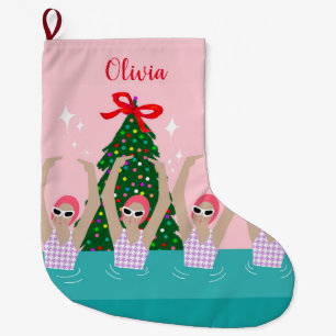Grande Chaussette De Noël Baignades artistiques personnalisées Illustration 