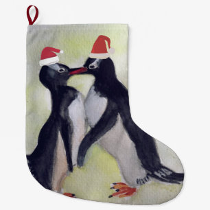 Grande Chaussette De Noël Baiser de pingouins