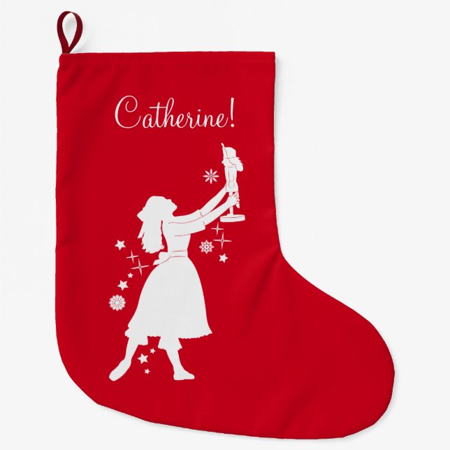 Grande Chaussette De Noël Ballerine et casse-noix à Noël (Devant)