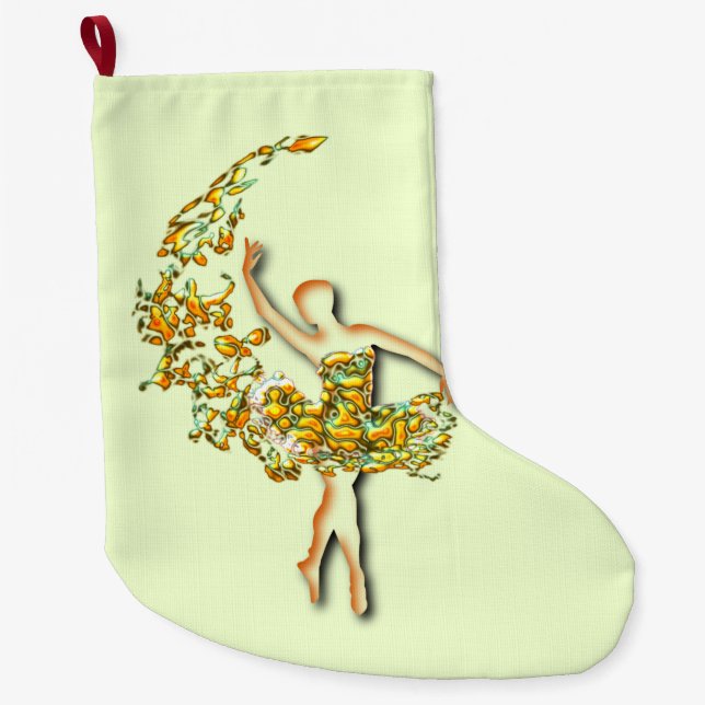 Grande Chaussette De Noël Ballet Danseuse Fille Noël Stocking (Devant)
