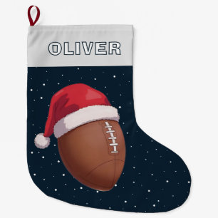 Grande Chaussette De Noël Ballon de Football Américain Chapeau de Père Noël