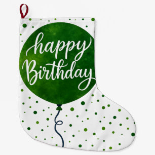 Grande Chaussette De Noël Balloon vert Joyeux design d'anniversaire