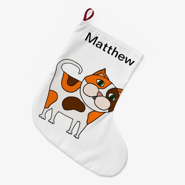 Grande Chaussette De Noël Bande dessinée mignonne de chat de Kitty de (Devant (Accrochage))