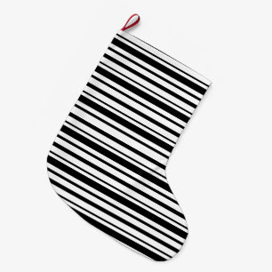 Grande Chaussette De Noël Bandes inégales noires et blanches
