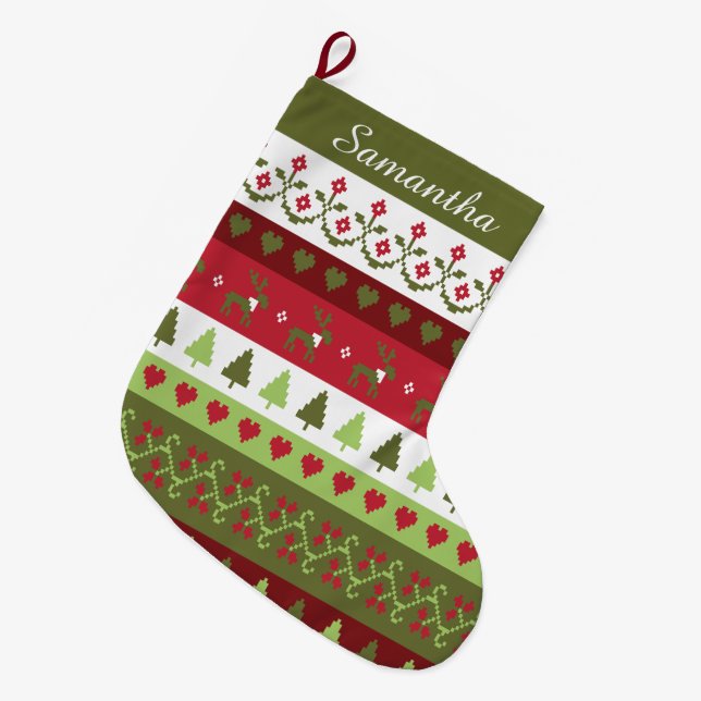 Grande Chaussette De Noël Bas de Noël au point simple (Devant (Accrochage))