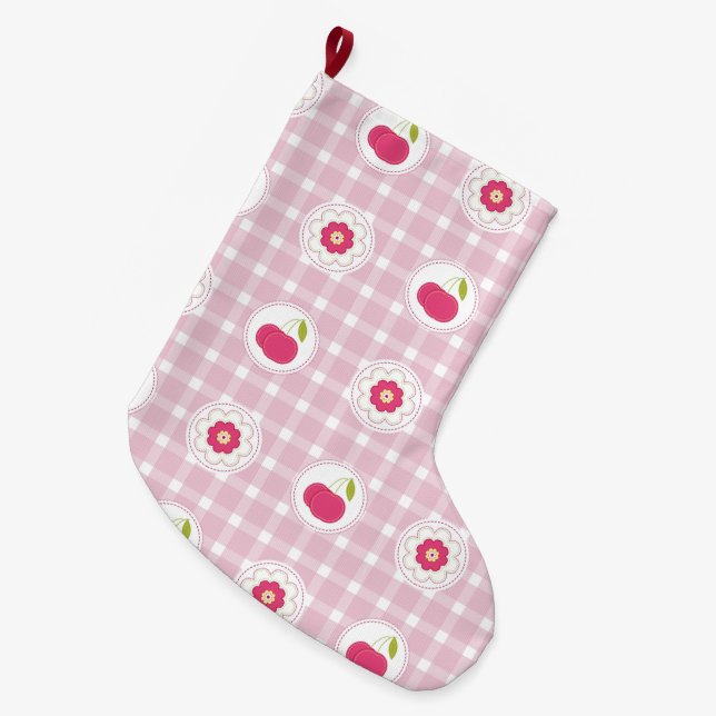 Grande Chaussette De Noël Bas de Noël Cherry Picnic (Devant (Accrochage))