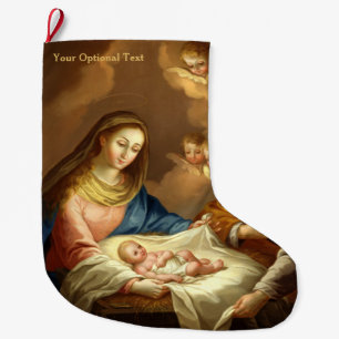 Grande Chaussette De Noël Bas de Noël d'art "de Natividad de La"