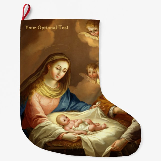 Grande Chaussette De Noël Bas de Noël d'art "de Natividad de La" (Devant)