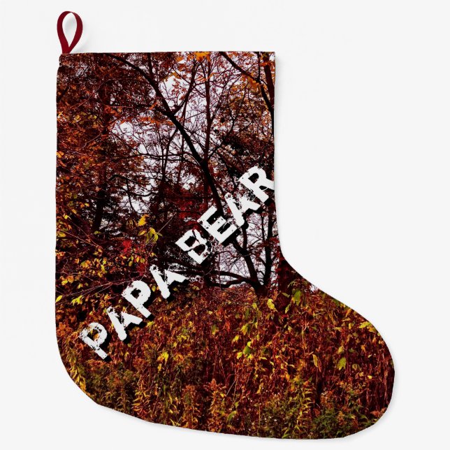 Grande Chaussette De Noël Bas de Noël de Camo d'automne d'ours de papa (Devant)
