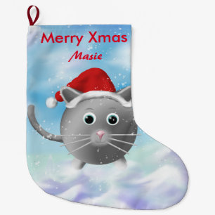 Grande Chaussette De Noël Bas de Noël de chat