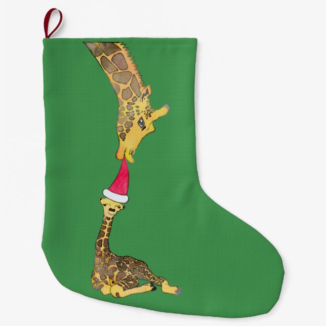 Grande Chaussette De Noël Bas de Noël de girafe de vacances (Devant)
