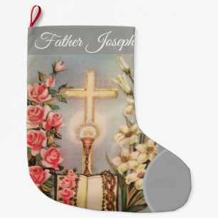 Grande Chaussette De Noël Bas de Noël de prêtre catholique