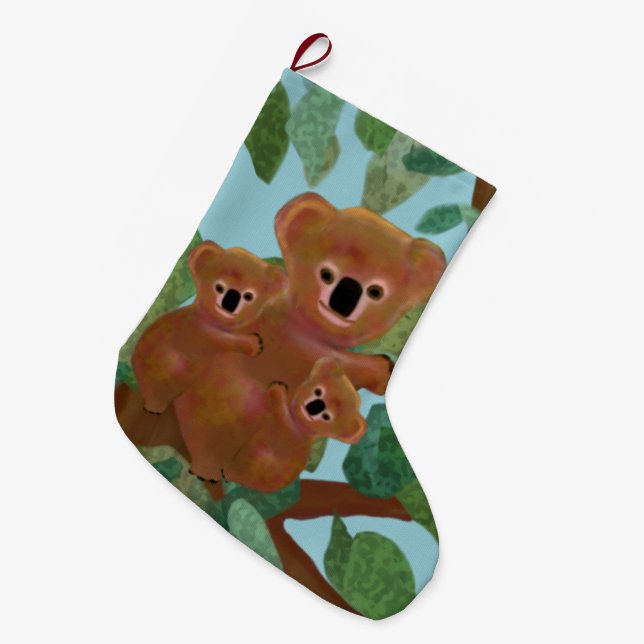 Grande Chaussette De Noël Bas de Noël d'eucalyptus de koala (Devant (Accrochage))
