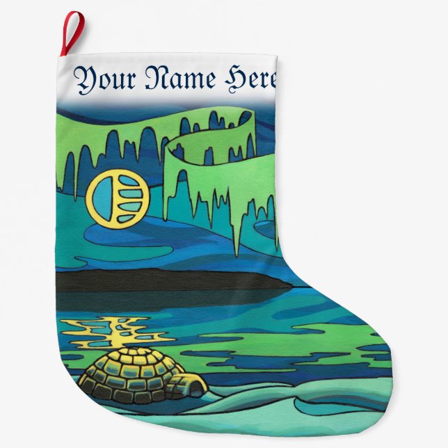 Grande Chaussette De Noël Bas de Noël d'hiver personnalisées (Devant)