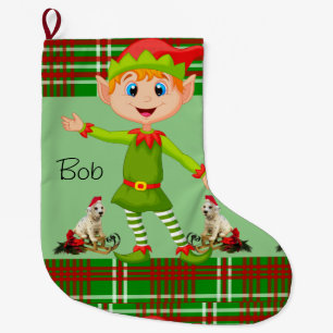 Grande Chaussette De Noël Bas de Noël, Elfe de Noël
