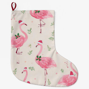 Grande Chaussette De Noël Bas de Noël flamant rose