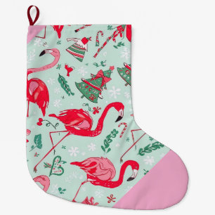 Grande Chaussette De Noël Bas de Noël flamant rose