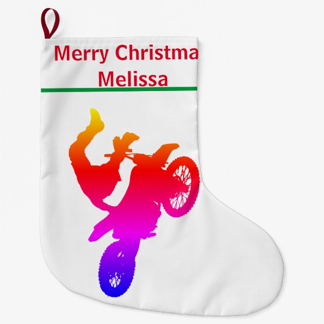 Grande Chaussette De Noël Bas de Noël Motocross (Devant)