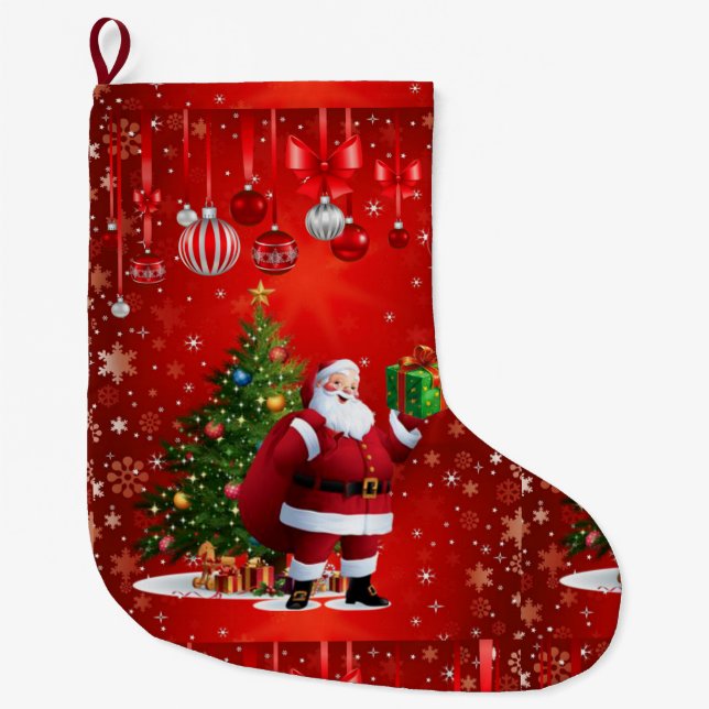 Grande Chaussette De Noël Bas de Noël, Père Noël (Devant)