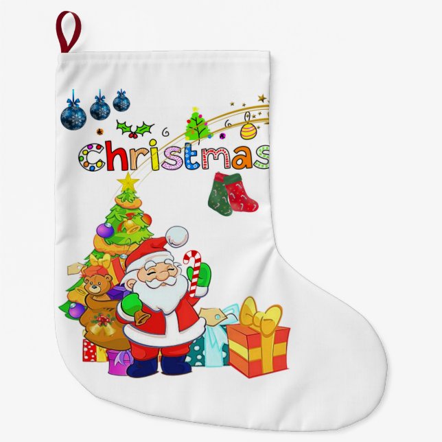 Grande Chaussette De Noël Bas de Noël, Père Noël (Devant)