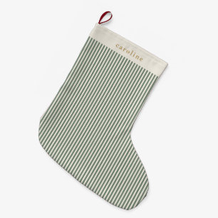 Grande Chaussette De Noël Bas de Noël personnalisé avec rayures vert sauge