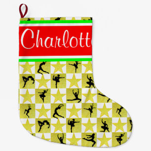 GRANDE CHAUSSETTE DE NOËL BAS DE NOËL PERSONNALISÉ PAR DANSEUR D'ÉTOILE D'OR